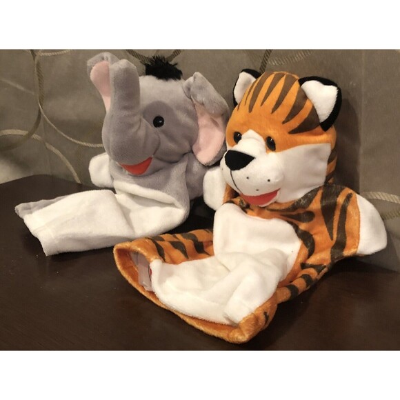 Melissa & Doug Animals Hand Puppets Elephant Tiger Plush Toy Golf Head Cover Lot - Picture 3 of 9